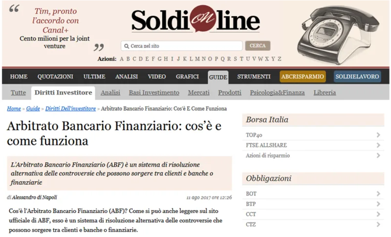 Rassegna Stampa – L’Arbitro Bancario Finanziario: cos’è e come funziona